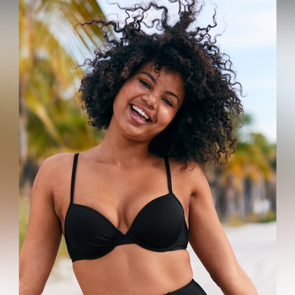 NWT 36B Aerie OG Lightly Lined Black Bikini Top